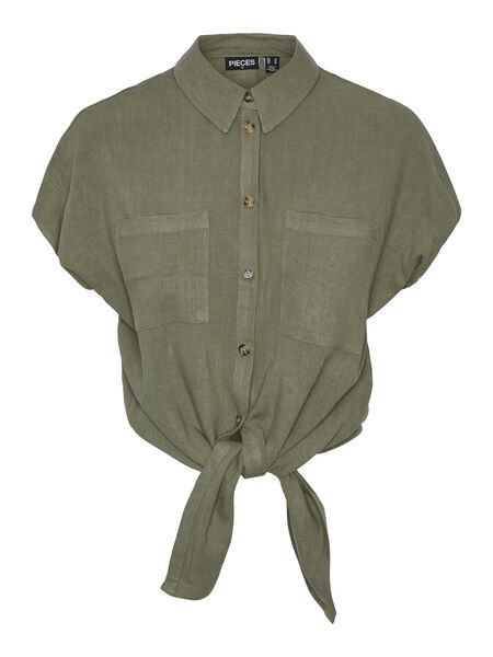 Pieces PCVINSTY LINEN-BLEND SHIRT, Deep Lichen Green, highres - 17124357_DeepLichenGreen_001.jpg