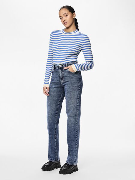 Pieces PCKELLY HW STRAIGHT FIT JEANS, Medium Blue Denim, highres - 17147293_MediumBlueDenim_005.jpg