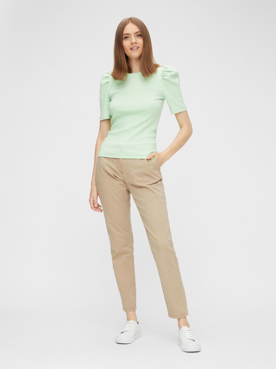 Carousel image - PUFF SLEEVED RIB TOP, Pastel Green | 3