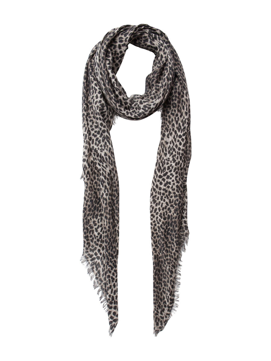 Pieces LEOPARD PRINTED SCARF, Black, highres - 17079170_Black_001.jpg