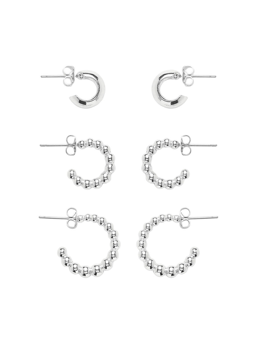 Pieces PCJETTE 3-PACK HOOP EARRINGS, Silver Colour, highres - 17134267_SilverColour_001.jpg