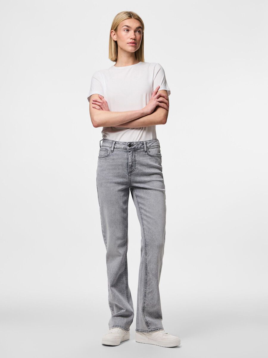Pieces PCKELLY MW STRAIGHT FIT JEANS, Light Grey Denim, highres - 17154640_LightGreyDenim_005.jpg