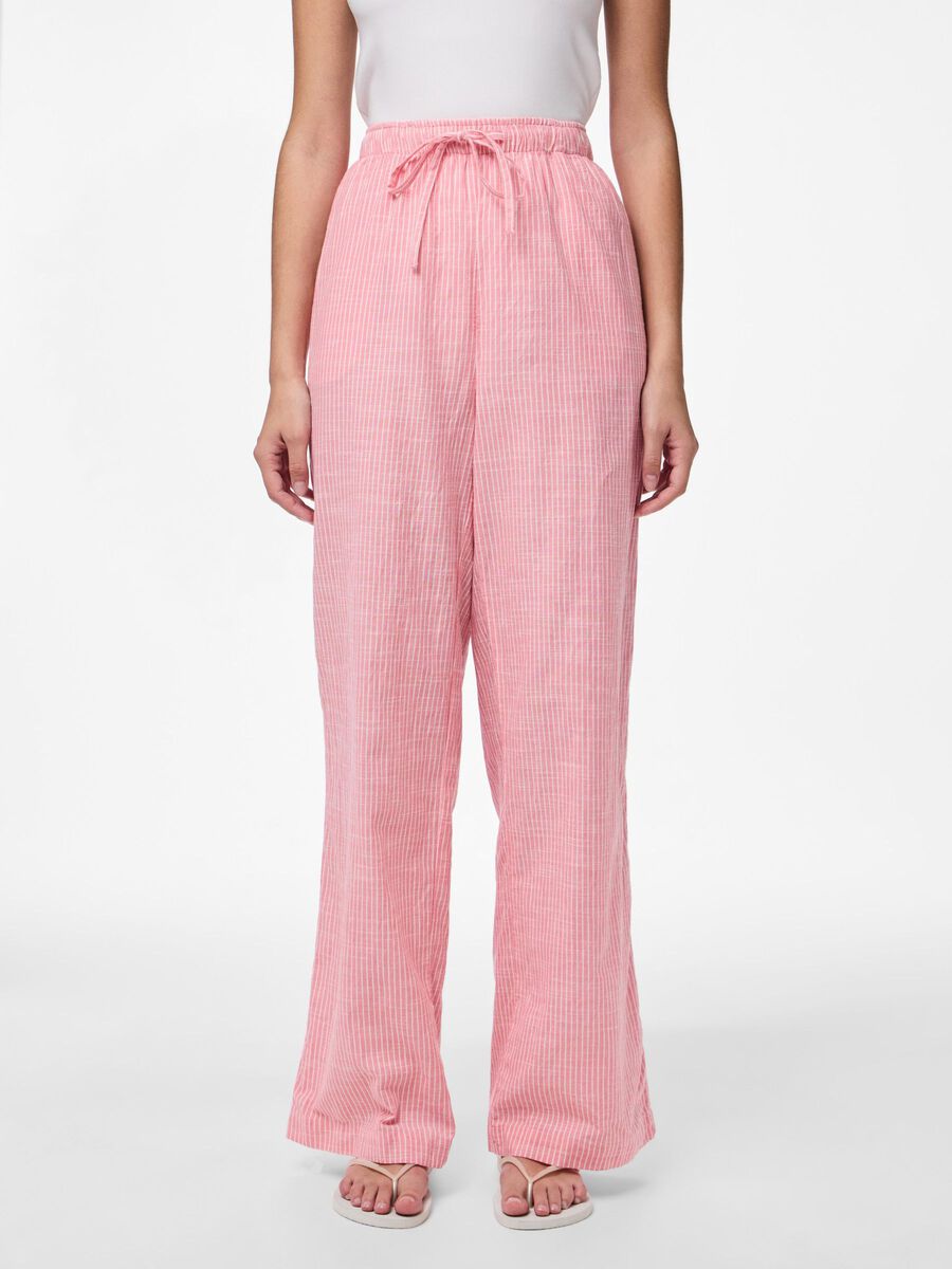 Pieces PCAPIA HW WIDE LINEN-BLEND TROUSERS, Pink Lemonade, highres - 17155308_PinkLemonade_1161540_003.jpg