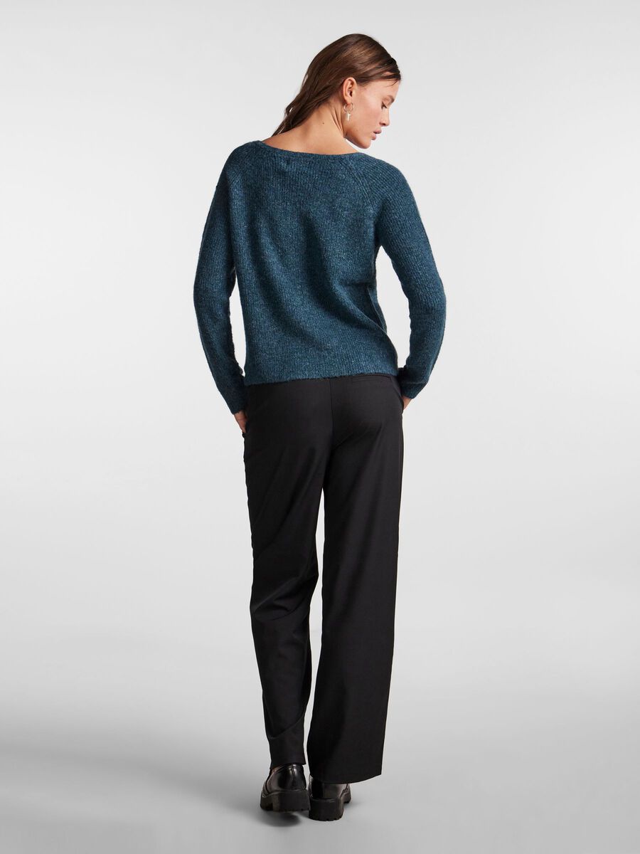 Pieces V-NECK KNITTED PULLOVER, Reflecting Pond, highres - 17114251_ReflectingPond_004.jpg