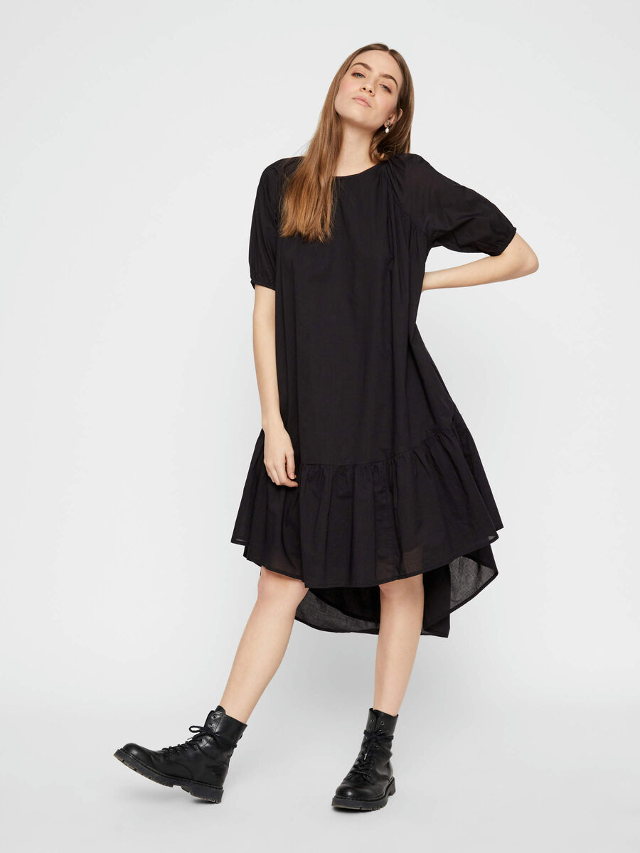 Pieces POPELINE, MANCHES BOUFFANTES ROBE MI-LONGUE, Black, highres - 17105321_Black_003.jpg