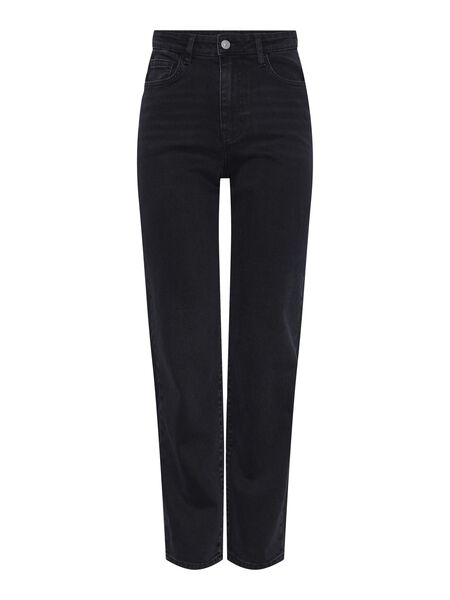 Pieces PCKELLY HW STRAIGHT FIT JEANS, Black, highres - 17147294_Black_001.jpg