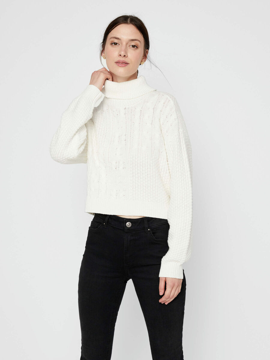 Carousel image - COURT COL ROUL&Eacute; PULL EN MAILLE, Cloud Dancer | 1