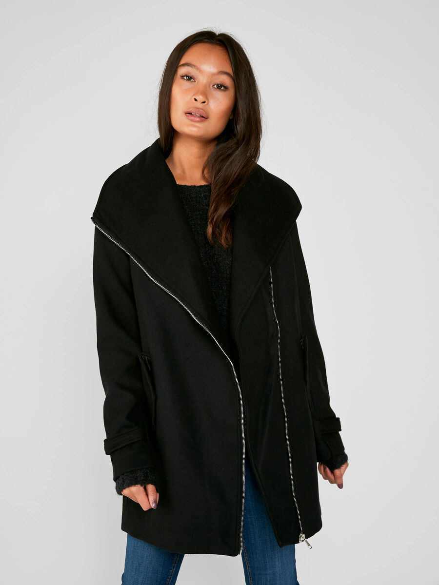 Pieces SHORT COAT, Black, highres - 17090222_Black_003.jpg