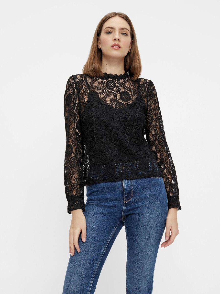 Pieces LACE BLOUSE, Black, highres - 17113255_Black_003.jpg