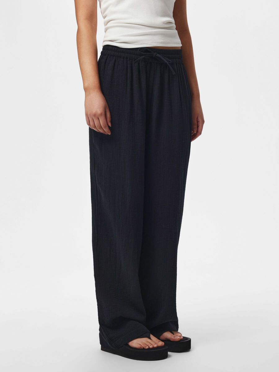 Product carousel image - PCSASTINA HW MUSSELIN WIDE-LEG TROUSERS, Black | 1