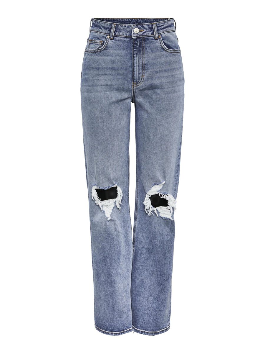 Pieces PCHOLLY HW JEANS MED VIDE BEN, Medium Blue Denim, highres - 17130458_MediumBlueDenim_001.jpg