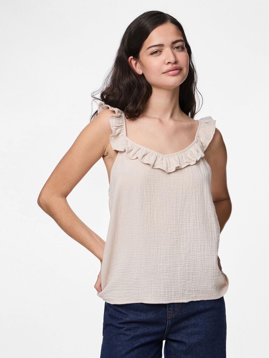 Pieces PCSASTINA MUSSELIN SLEEVELESS TOP, Silver Gray, highres - 17156479_SilverGray_003.jpg