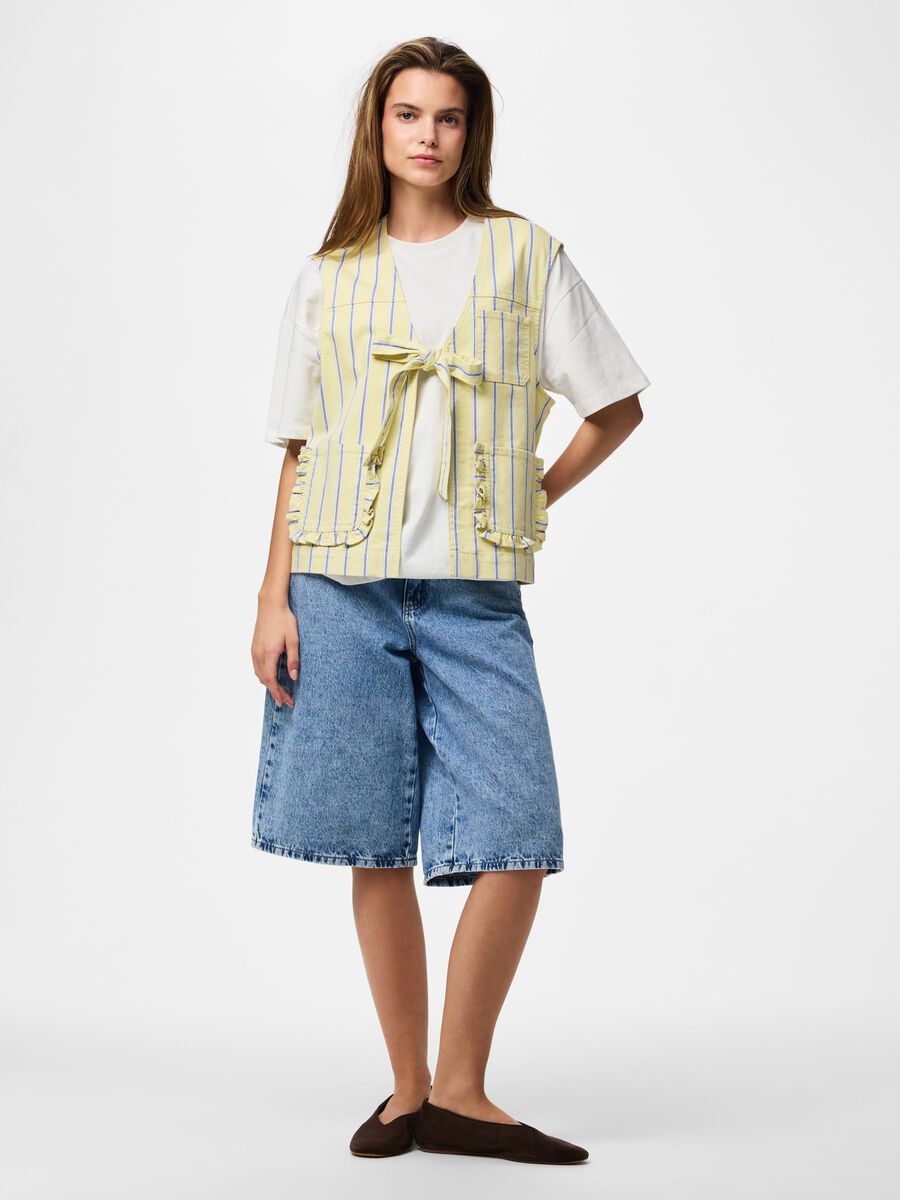 Product carousel image - PCBILLO TIE  DENIM VEST, French Vanilla | 1