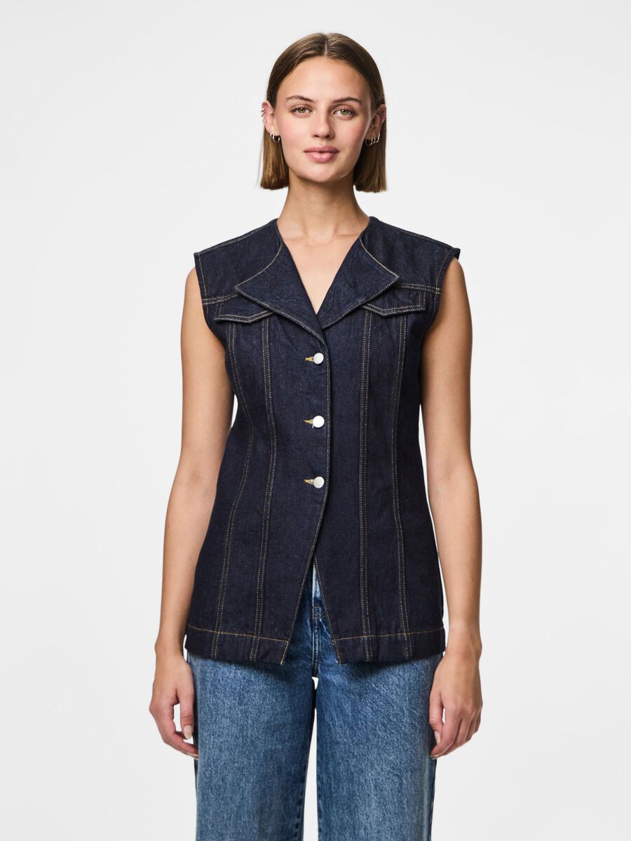 Pieces PCNUA FITTED DENIM WESTE, Indigo, highres - 17160419_Indigo_003.jpg