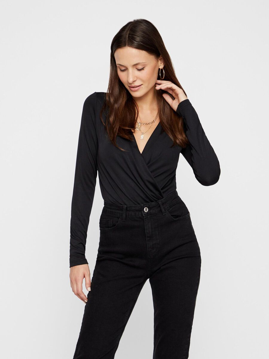 Pieces WRAP-FRONT BODYSUIT, Black, highres - 17099468_Black_003.jpg