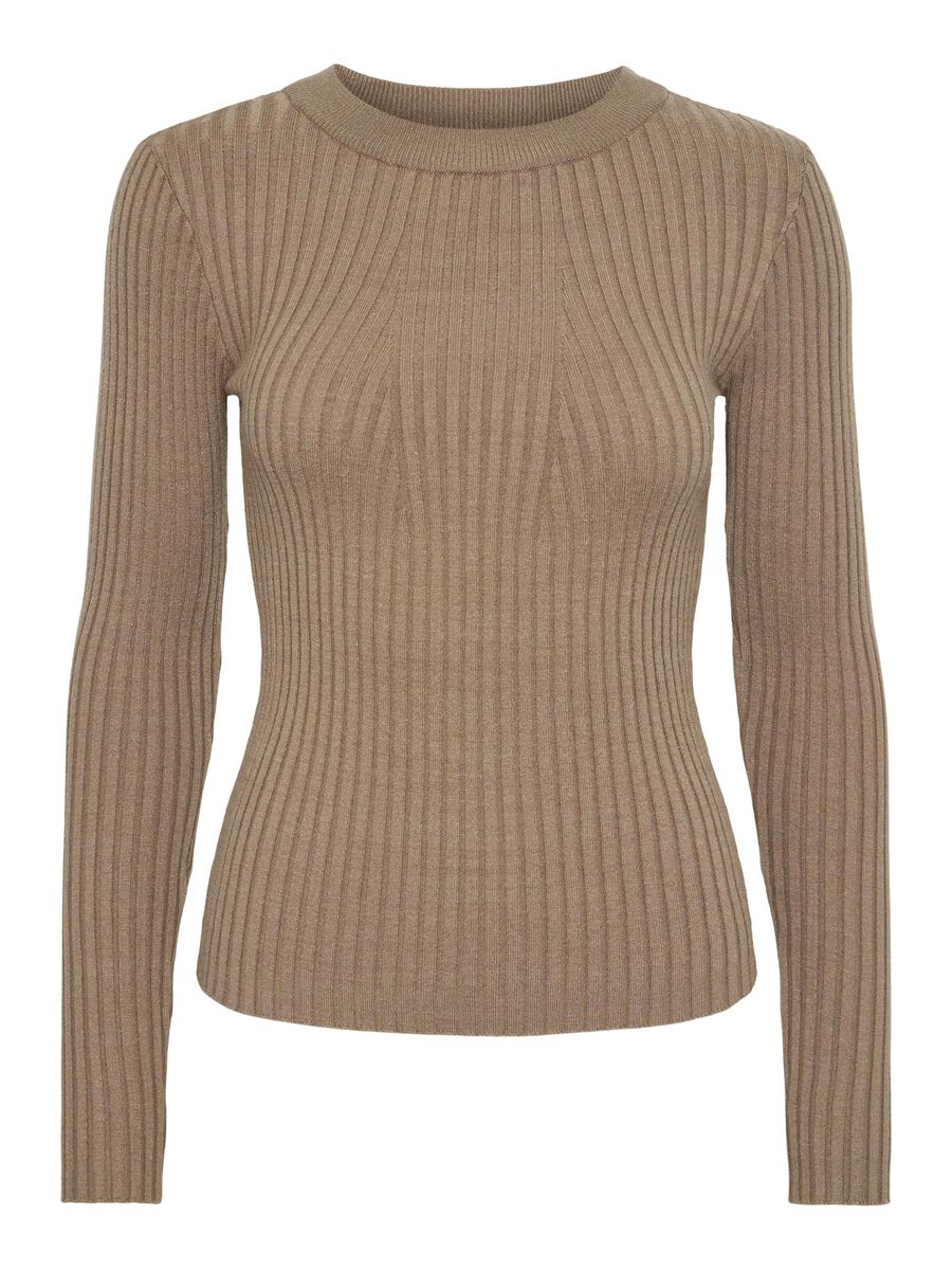 Pieces PCCRISTA KNITTED PULLOVER, Fossil, highres - 17115047_Fossil_001.jpg