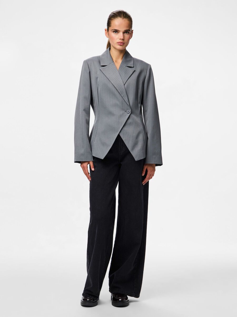 Product carousel image - PCFALKA FITTED NADELSTREIFEN BLAZER, Grey Pinstripe | 3