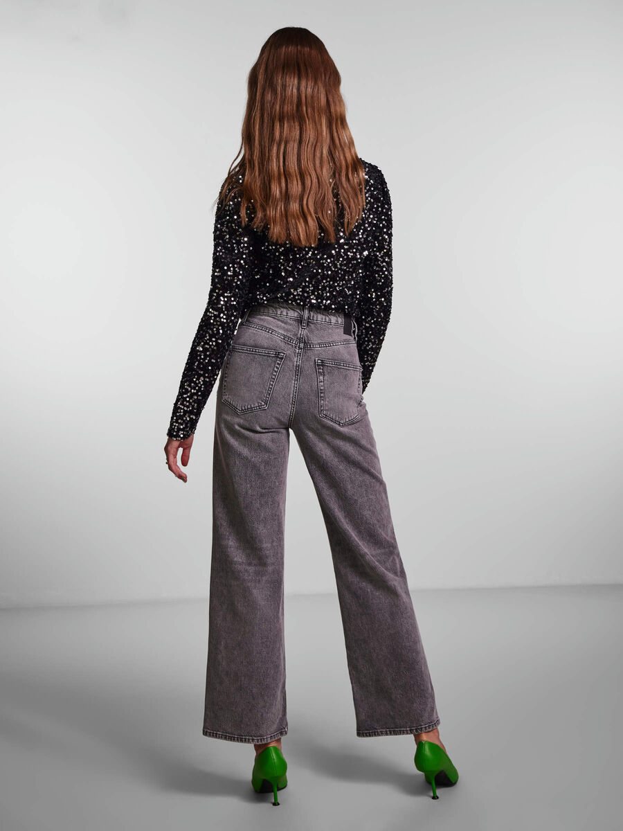 Pieces PCFLIKKA HW JEANS MED VIDE BEN, Grey Denim, highres - 17127857_GreyDenim_004.jpg