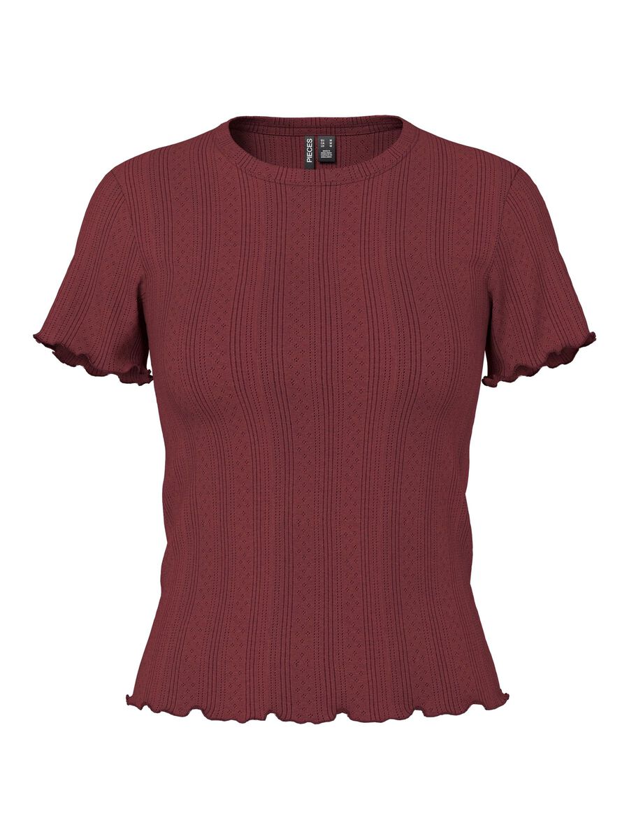 Pieces PCMARIE POINTELLE T-SHIRT, Tawny Port, highres - 17152053_TawnyPort_001.jpg