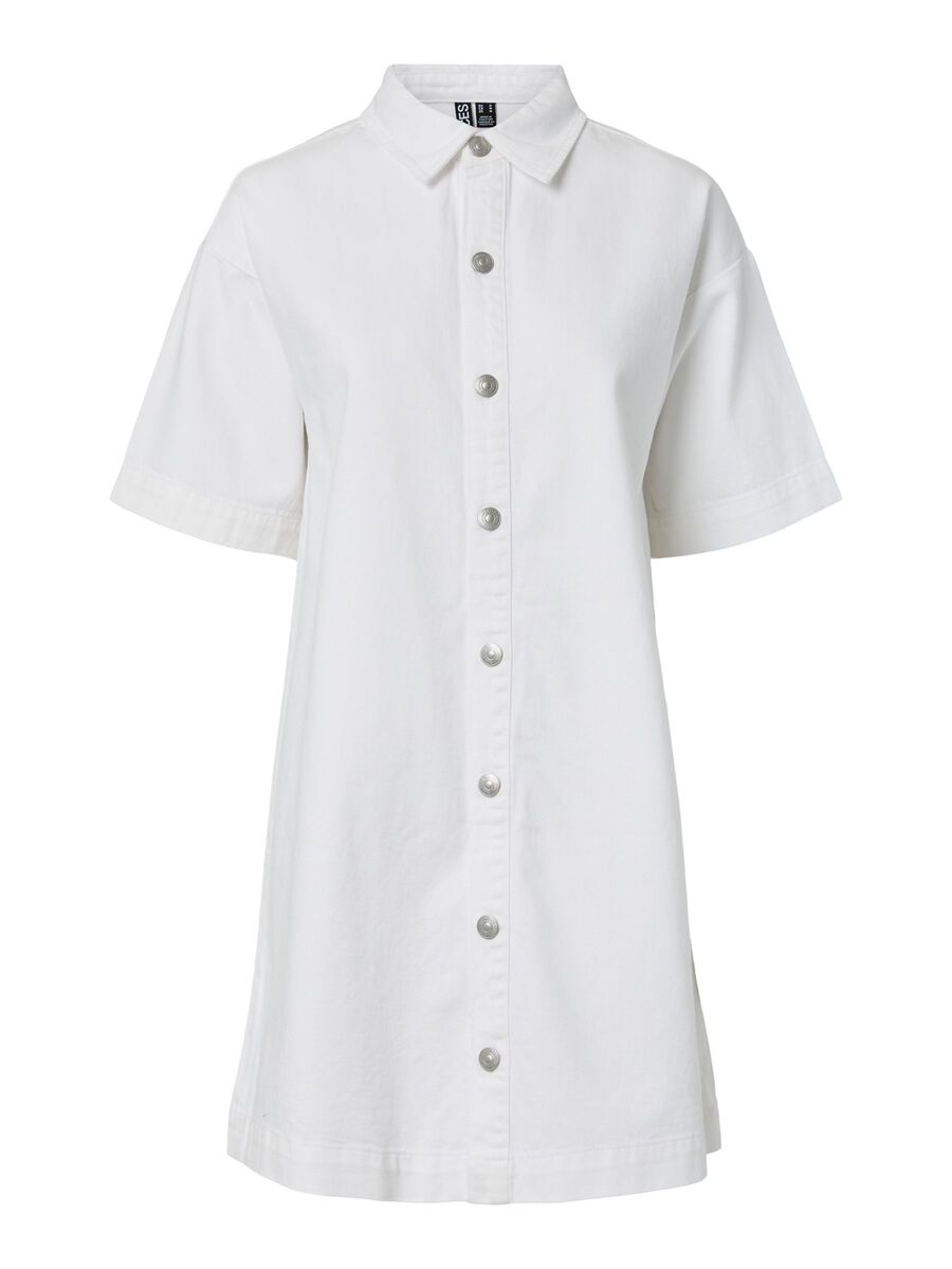 Product carousel image - PCSKY A-SHAPE DENIM MINI DRESS, Bright White | 2