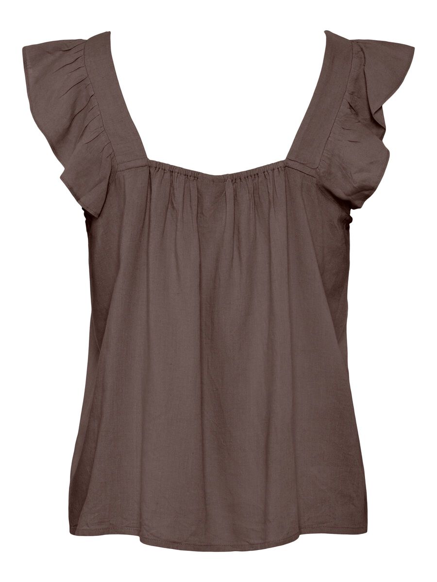 Product carousel image - PCPIA LINEN BLEND SLEEVELESS TOP, Coffee Quartz | 2