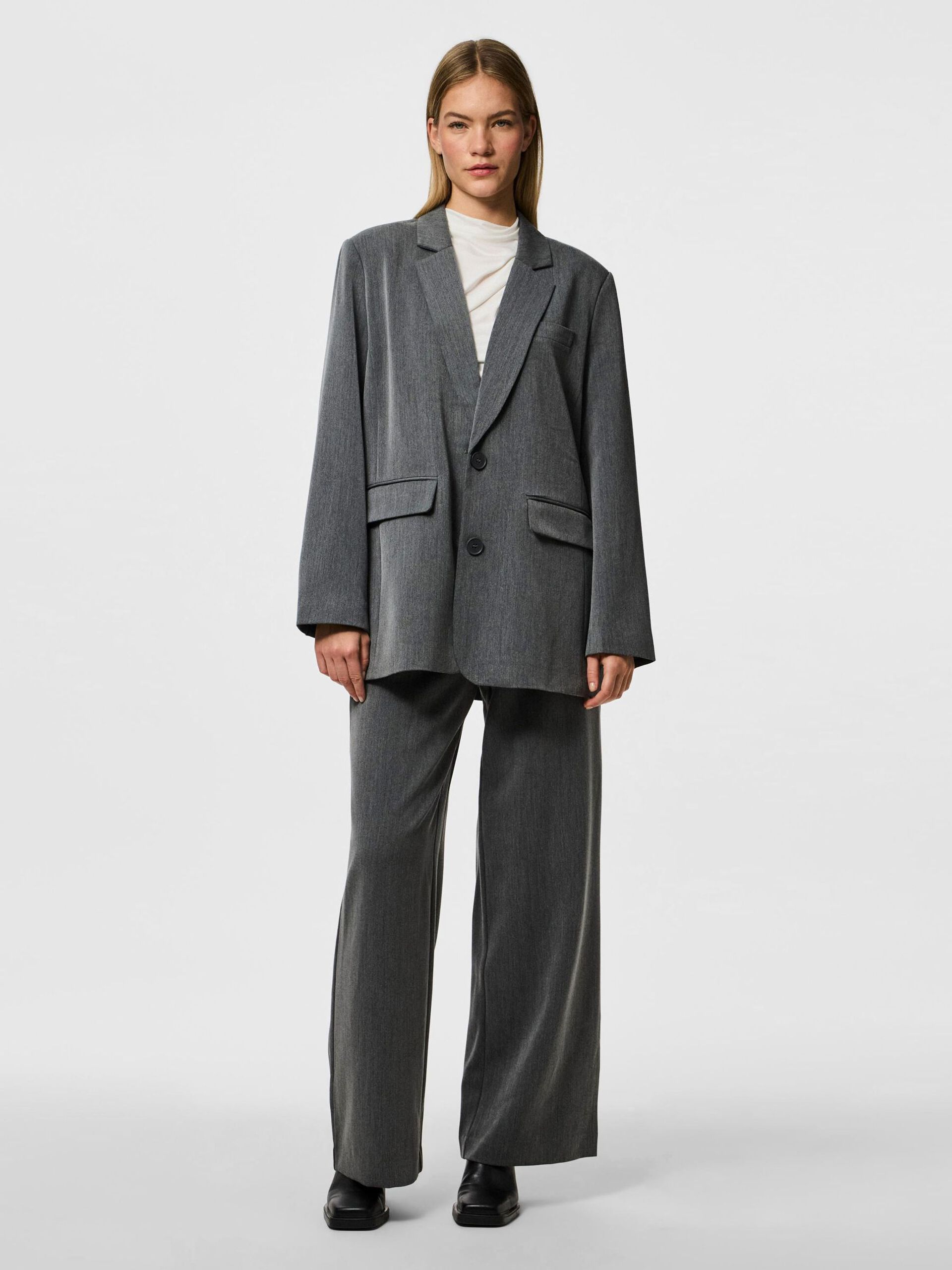 Carousel image - PCKAMIL OVERSIZED BLAZER, Dark Grey Melange | 7