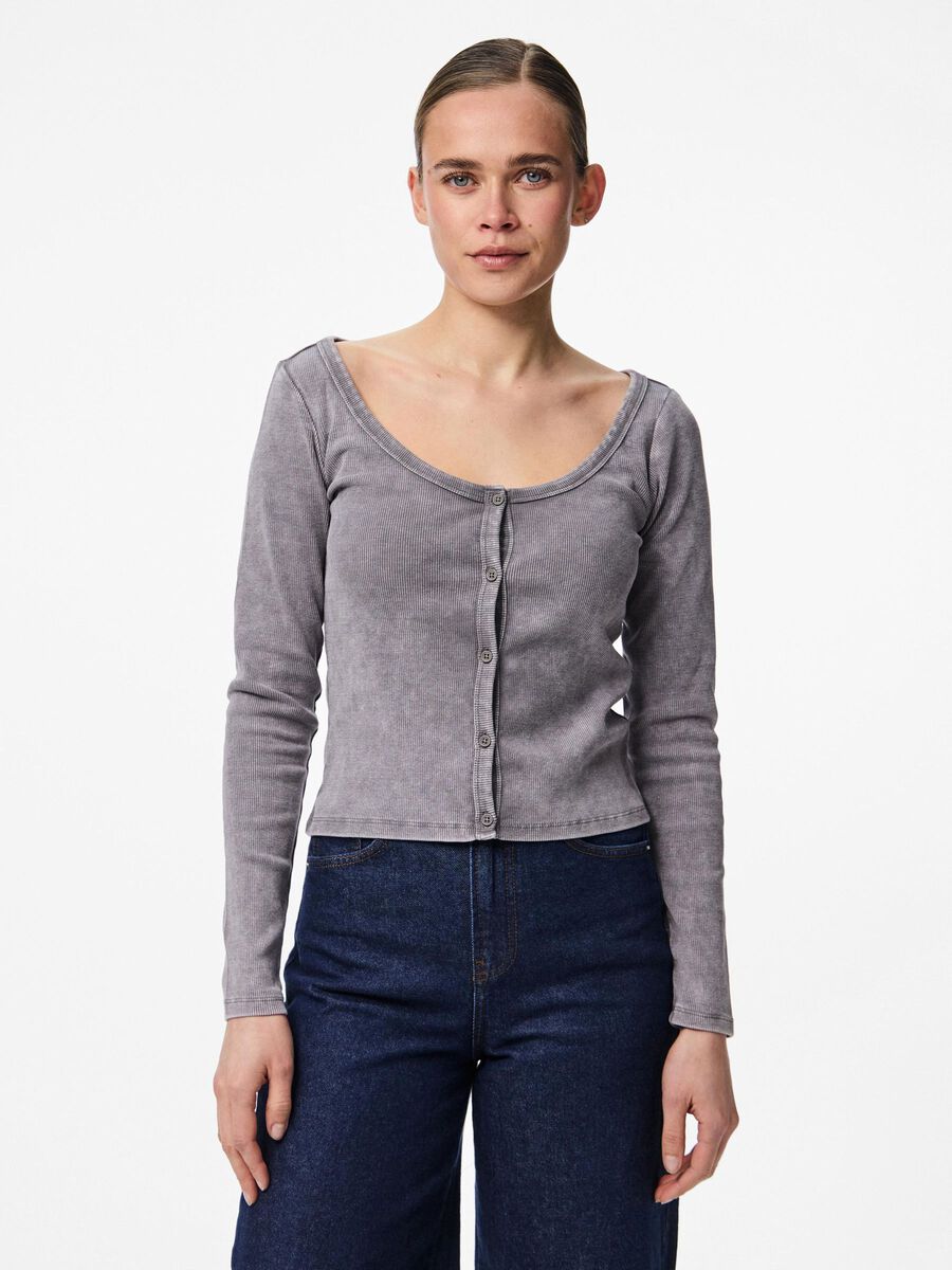Pieces PCFETTY - DÉLAVÉ CARDIGAN, Medium Grey Melange, highres - 17161516_MediumGreyMelange_1224325_003.jpg