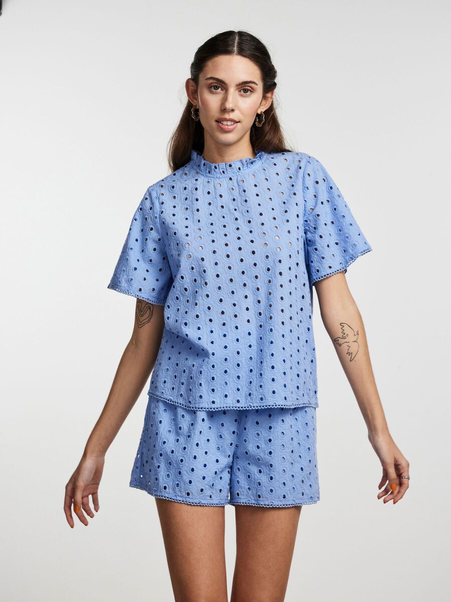 Pieces PCLILLA BLUSE MIT KURZEN ÄRMELN, Cornflower Blue, highres - 17139615_CornflowerBlue_003.jpg