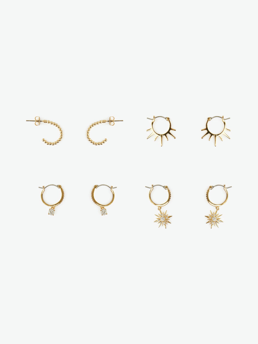 Pieces 4-PACK EARRINGS, Gold Colour, highres - 17112802_GoldColour_844442_001.jpg