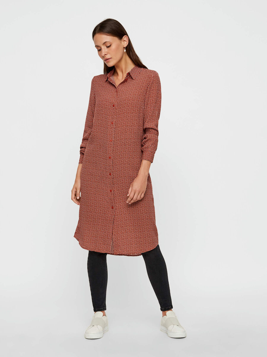 Pieces PRINTED LONGLINE SHIRT DRESS, Picante, highres - 17098636_Picante_710034_003.jpg