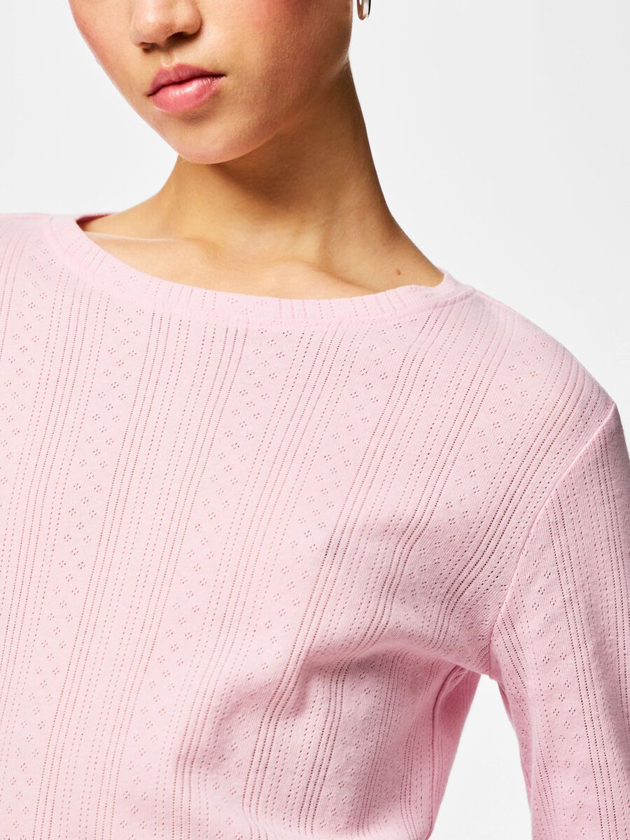 Carousel image - PCMARIE POINTELLE  LONG SLEEVED TOP, Roseate Spoonbill | 4