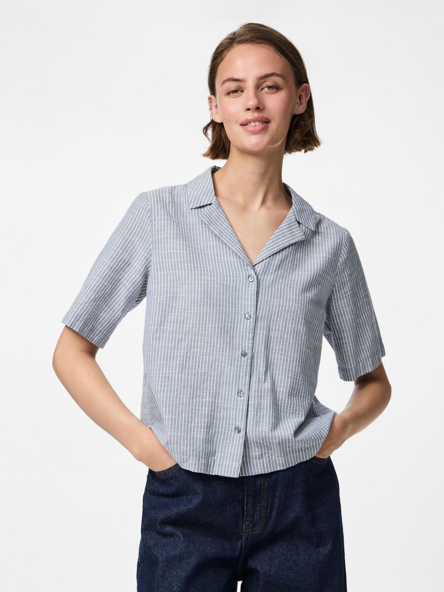 Pieces PCAPIA 2/4 LINEN-BLEND SHIRT, Coronet Blue, highres - 17155305_CoronetBlue_1161536_003.jpg