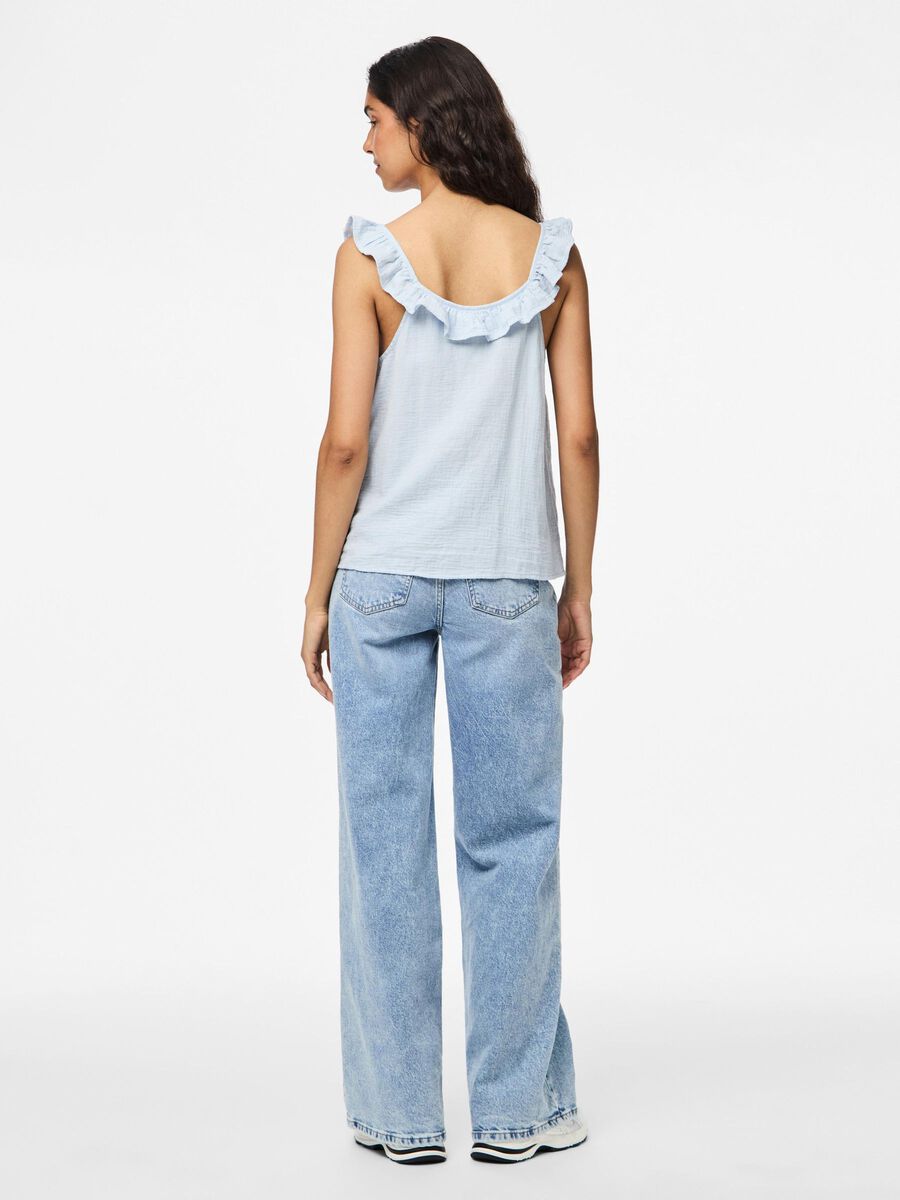 Pieces PCSASTINA MUSSELIN SLEEVELESS TOP, Cashmere Blue, highres - 17156479_CashmereBlue_004.jpg