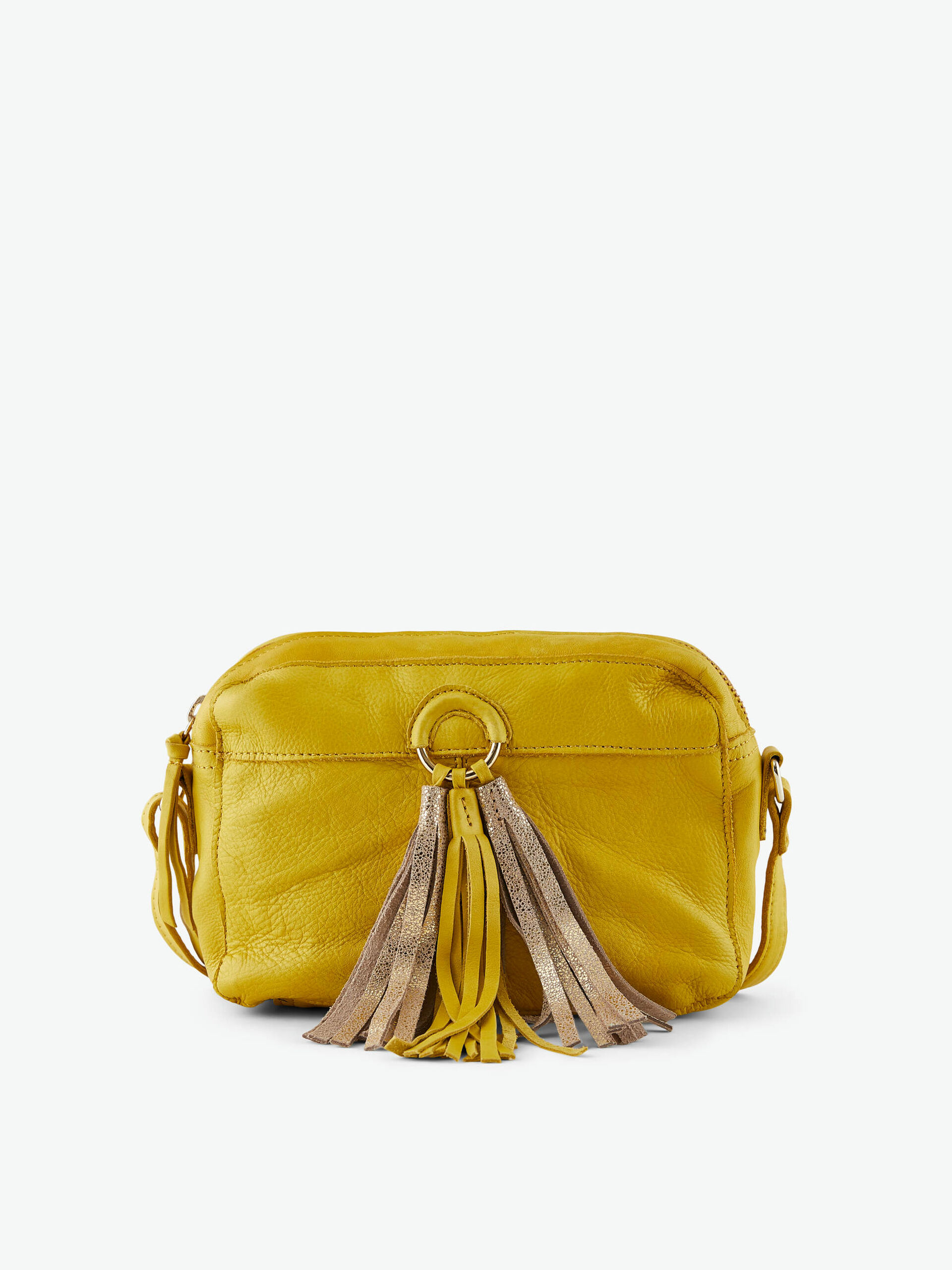 Carousel image - QUASTENDETAIL LEDER UMHÄNGETASCHE, Lemon Zest | 3