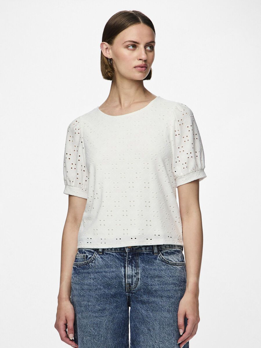 Pieces PCMIMI SHORT SLEEVED TOP, Bright White, highres - 17145519_BrightWhite_003.jpg