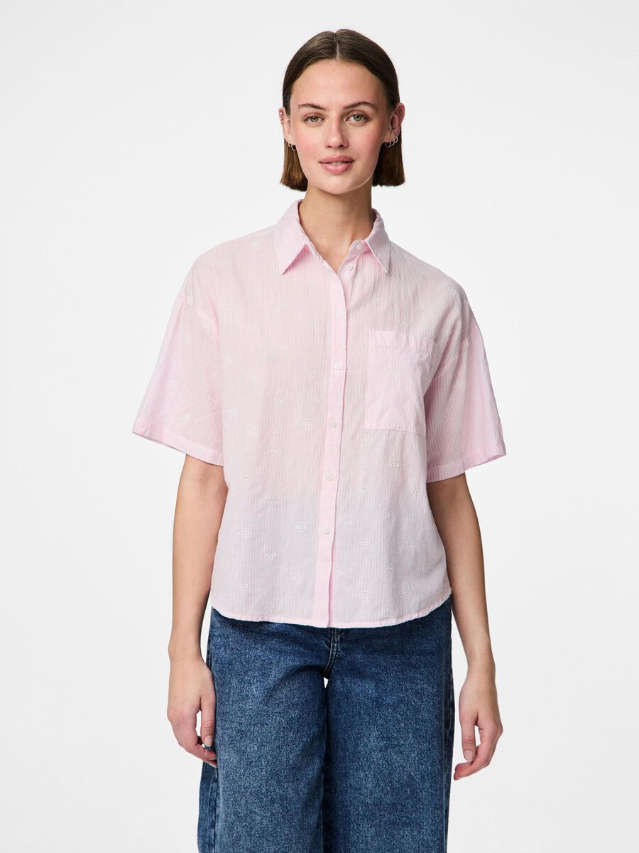 Pieces PCEMMA 2/4 SHORT SLEEVED SHIRT, Prism Pink, highres - 17152065_PrismPink_1137402_003.jpg