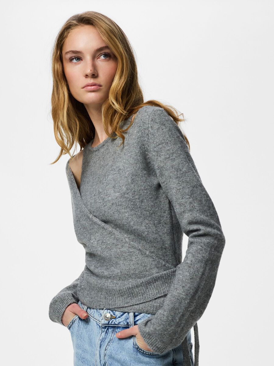Product carousel image - PCMAJI SL&Aring;-OM STRIKKET TOP, Medium Grey Melange | 1