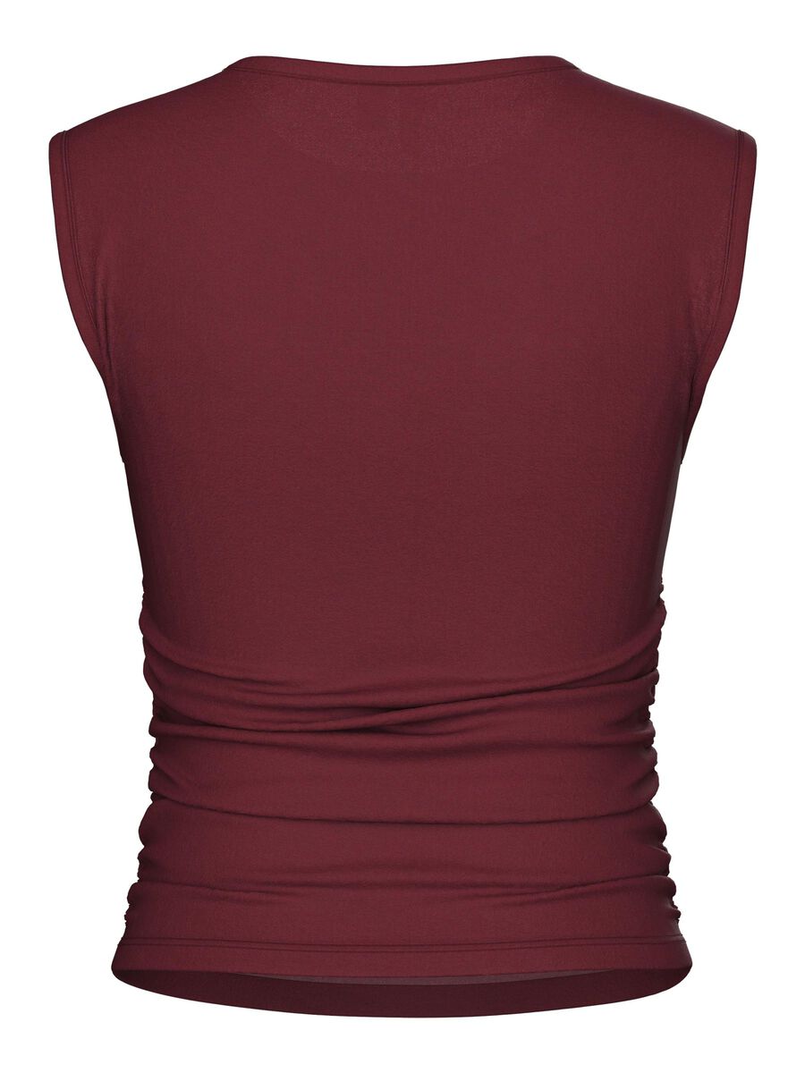 Carousel image - PCMADISON RUCHING SLEEVELESS TOP, Tawny Port | 6