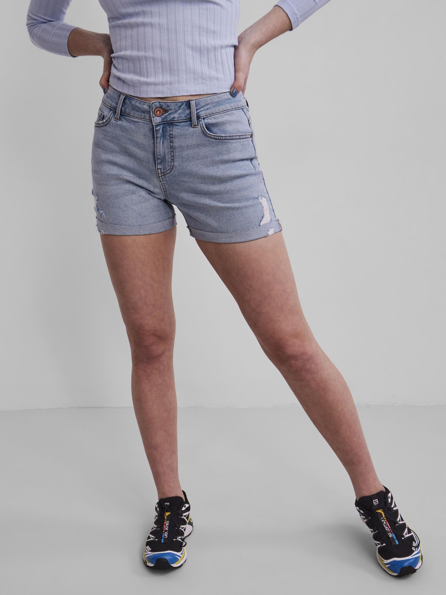 mid waist denim shorts