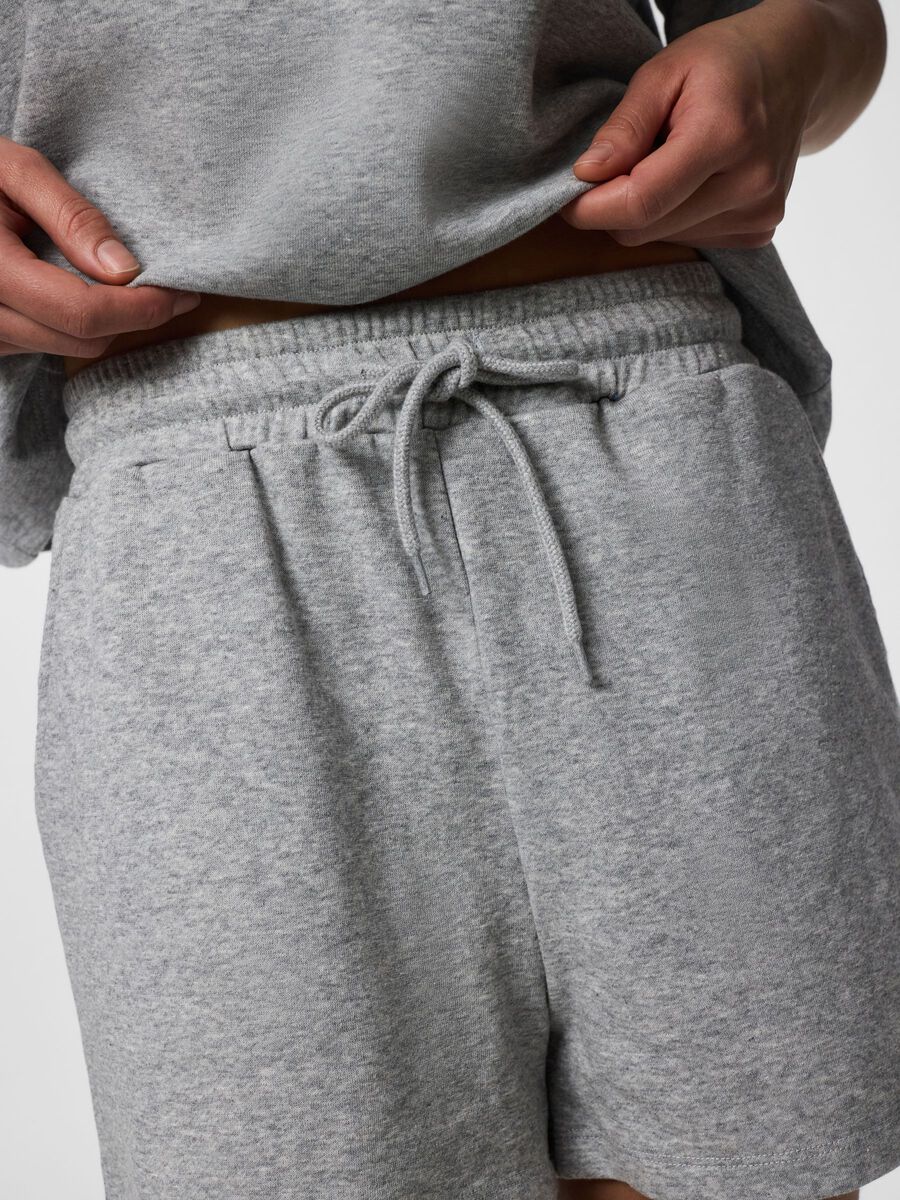 Carousel image - TAILLE HAUTE SHORTS EN MOLLETON, Light Grey Melange | 4