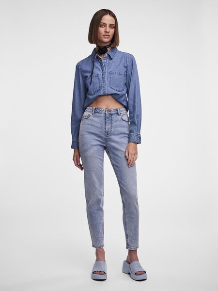 Pieces PCKESIA HW MOM JEANS, Light Blue Denim, highres - 17102085_LightBlueDenim_005.jpg