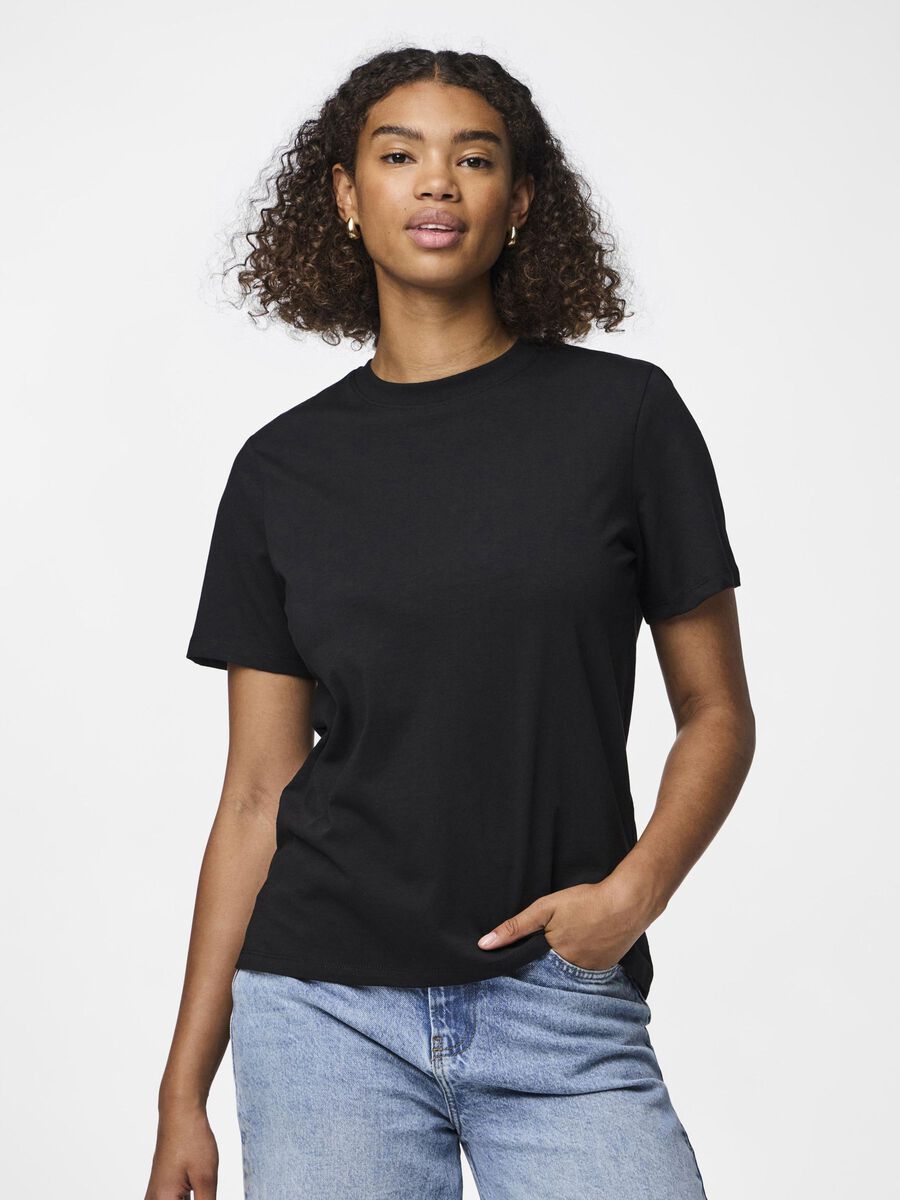 Pieces PCRIA COTTON T-SHIRT, Black, highres - 17140802_Black_003.jpg