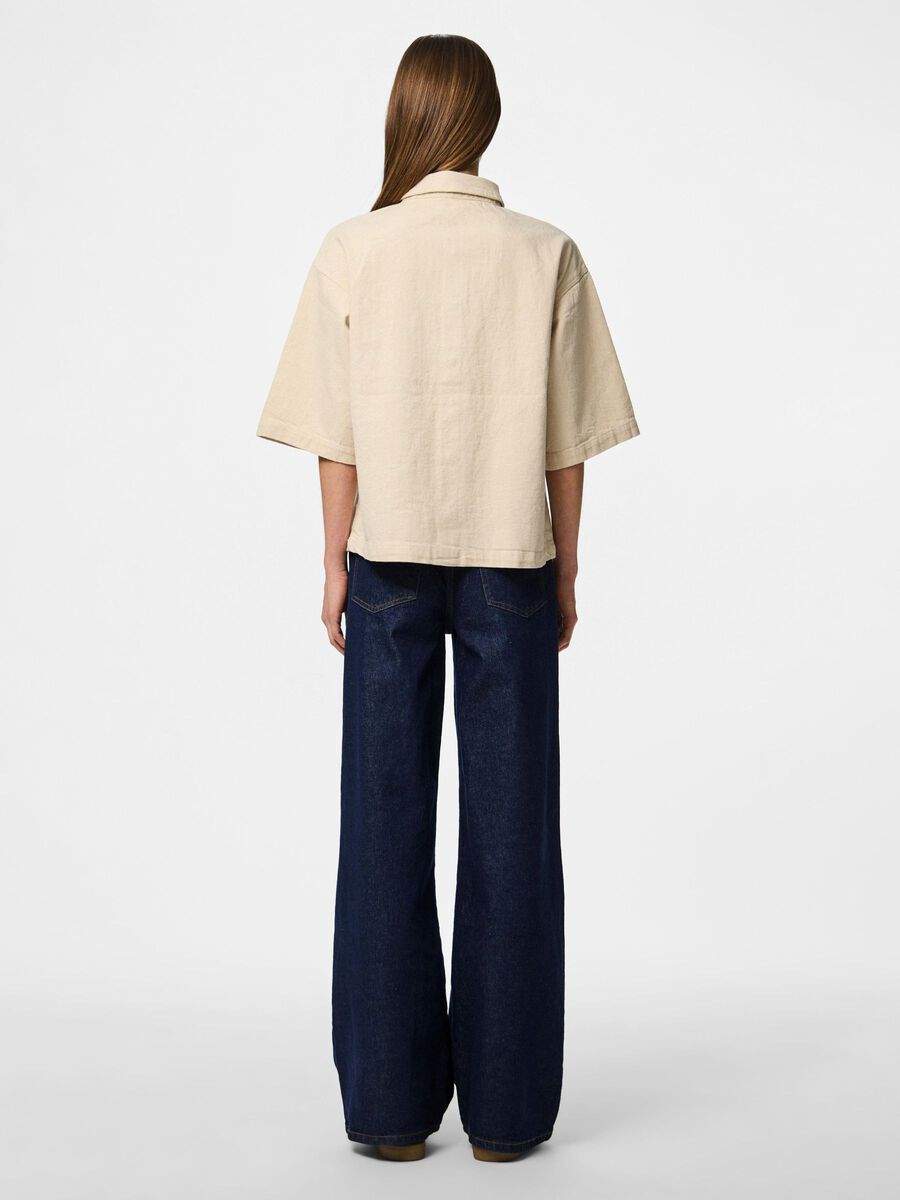 Pieces PCMILLA DENIM SHIRT, Beige Denim, highres - 17161908_BeigeDenim_004.jpg