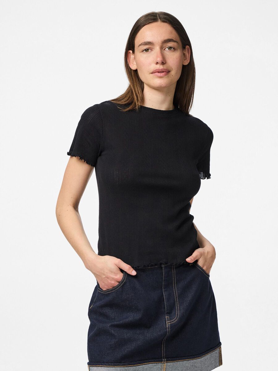 Pieces PCMARIE POINTELLE T-SHIRT, Black, highres - 17152053_Black_003.jpg