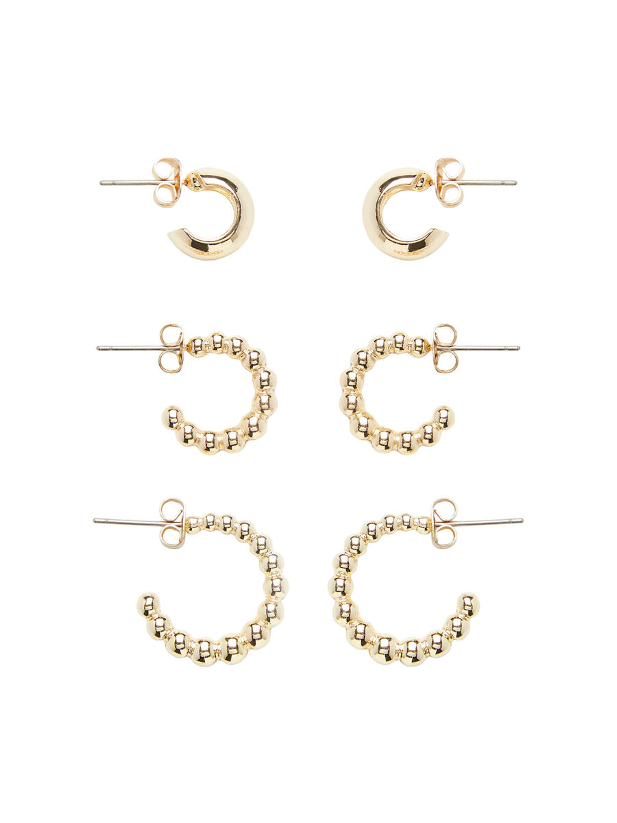 Pieces PCJETTE 3-PACK HOOP EARRINGS, Gold Colour, highres - 17134267_GoldColour_001.jpg