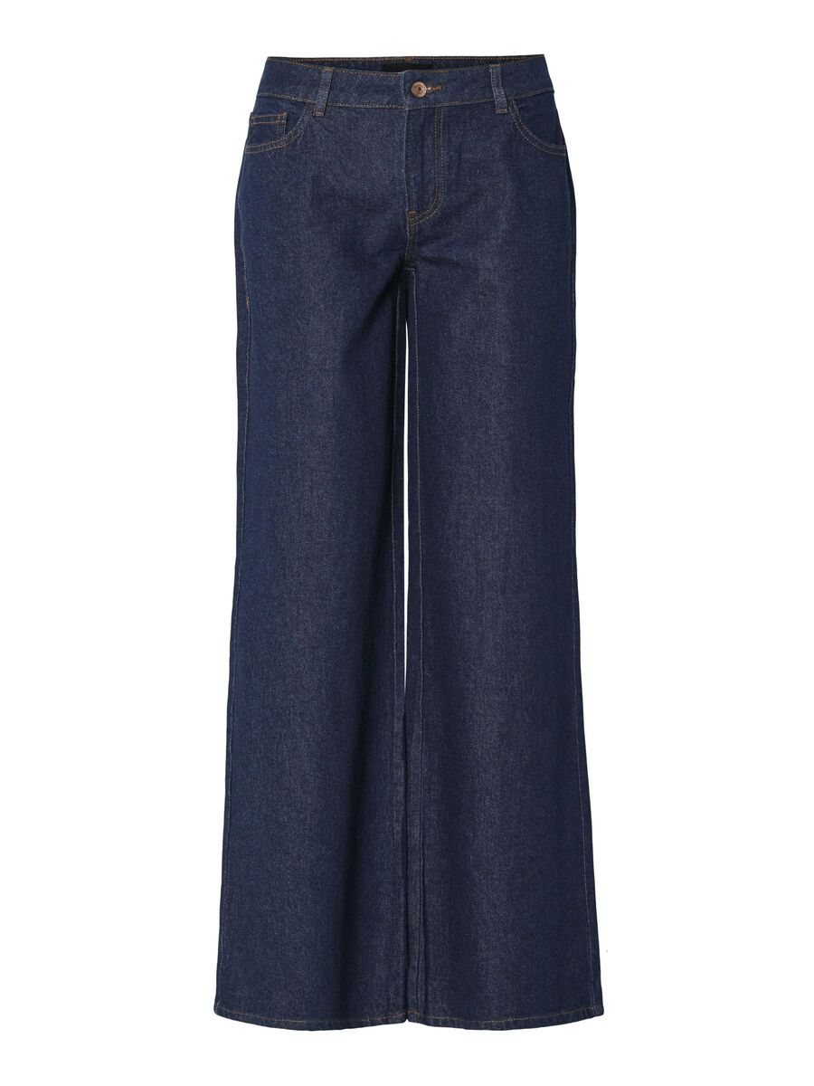 Pieces PCSELMA LW WIDE FIT JEANS, Dark Blue Denim, highres - 17153794_DarkBlueDenim_1147725_001.jpg