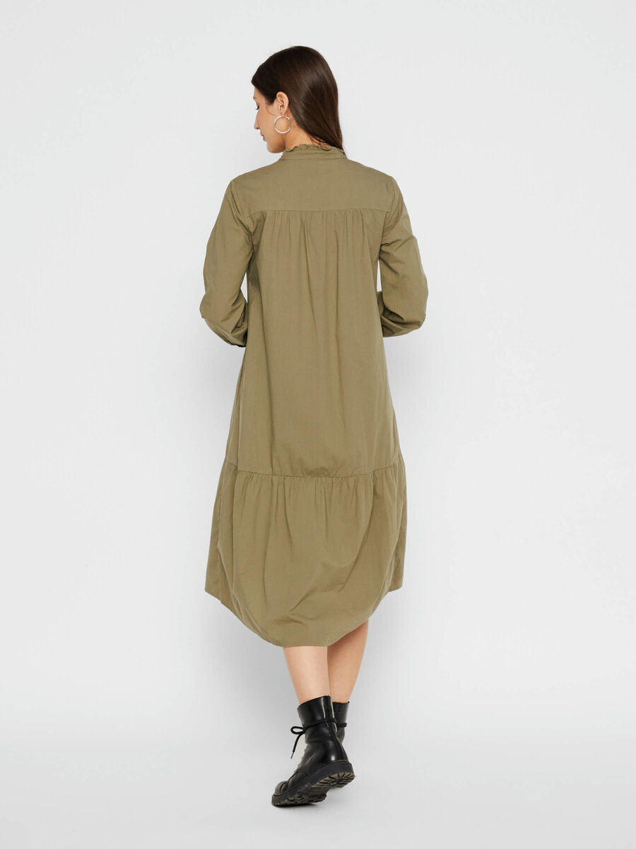 Pieces LOOSE-FIT COTTON MIDI DRESS, Deep Lichen Green, highres - 17106273_DeepLichenGreen_004.jpg