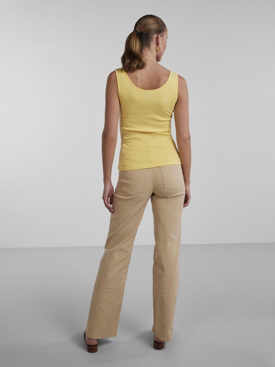 Pieces RIBBED COTTON TOP, Flax, highres - 17101438_Flax_004.jpg