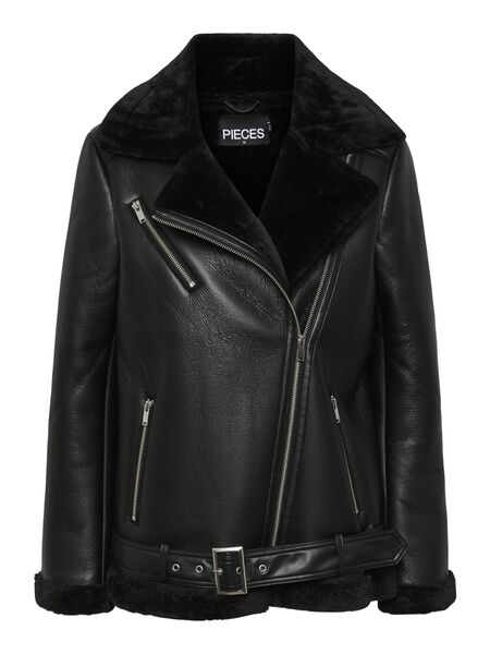 Pieces PCNORA FAUX LEATHER JACKET, Black, highres - 17140793_Black_001.jpg