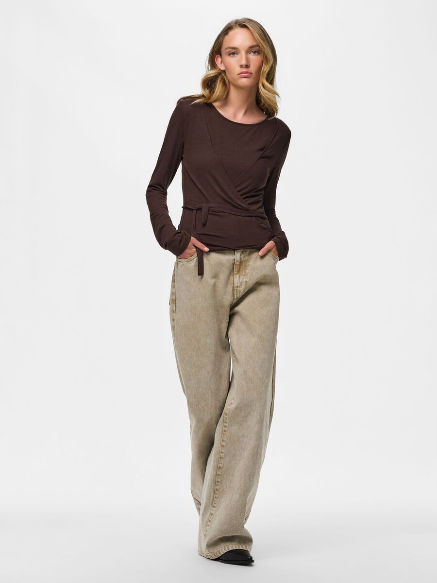 Carousel image 3 PCJULIANE ROYA 2 IN 1 LONG SLEEVED TOP, Hot Fudge